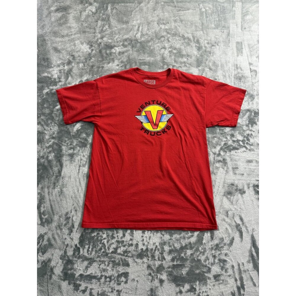Venture Trucks Shirt Mens Large Red Skateboarding Graphic Tee Skate Logo